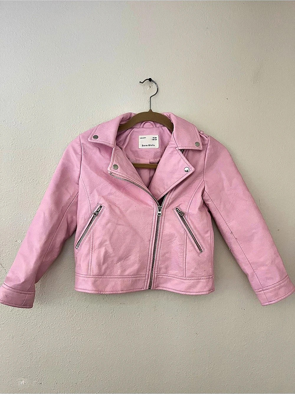 Zara Girls Pink Moto Jacket Size 8 Like New